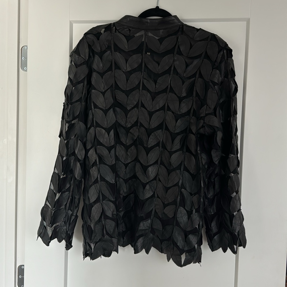 Vera pelle inspired 100% black leather cut leaf on mesh jacket - Picture 4 of 4